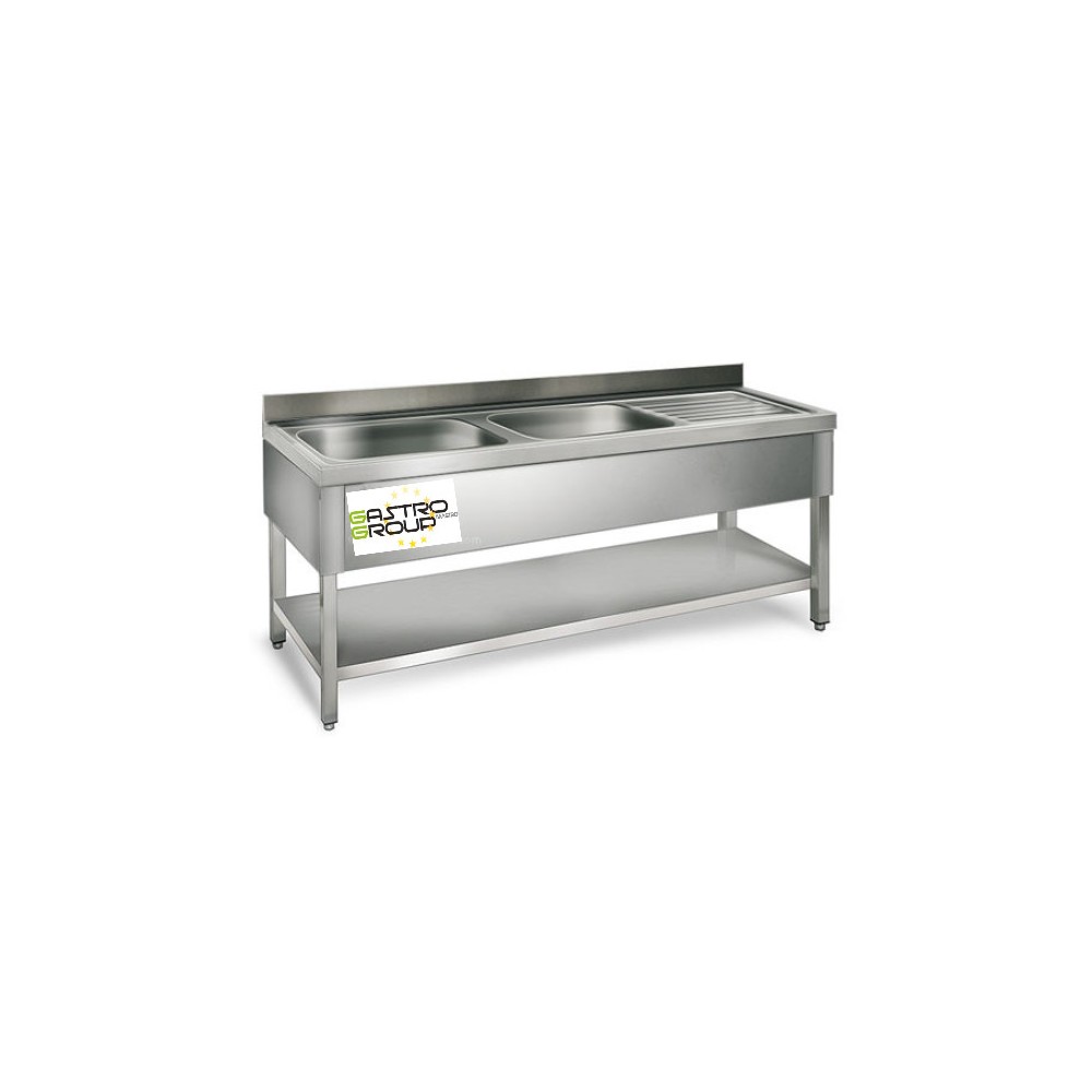 Plonge inox double bac - AISI 304 - 1500 (L) x 600 (P) x 900 (H) mm Plonge inox double bac - AISI 304 - 1500 (L) x 600 (P) x 900 (H) mm