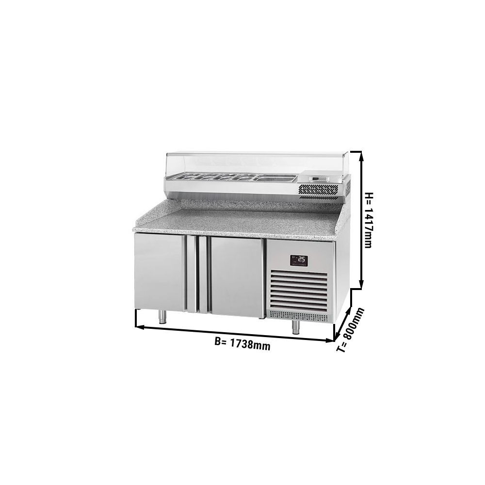 Meuble à pizza réfrigérée 3 portes avec vitrine ingrédients - Table Réfrigérée Professionnelle Meuble à pizza réfrigérée 3 portes avec vitrine ingrédients - Table Réfrigérée Professionnelle