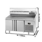 Meuble à pizza réfrigérée 3 portes avec vitrine ingrédients  - Table Réfrigérée Professionnelle