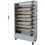 Rôtissoire professionnel à poulets gaz, 7 broches/ 42 poulets, sur roues