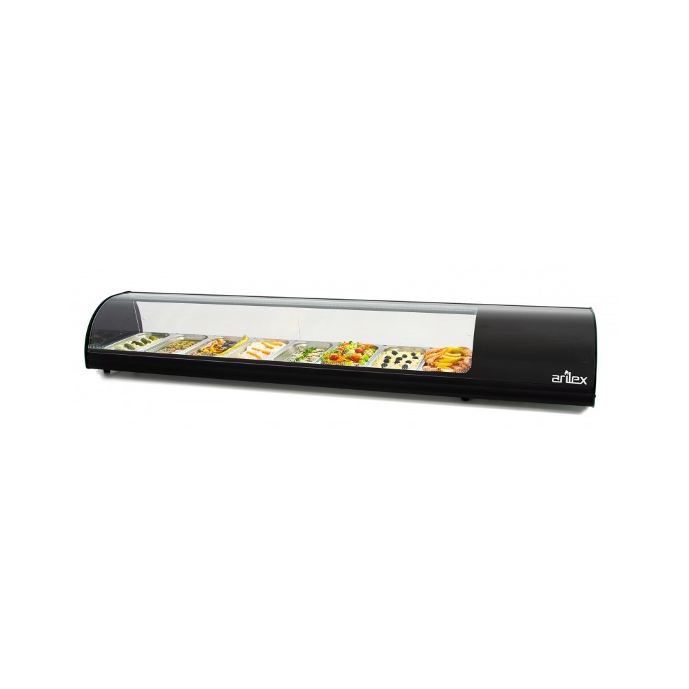Vitrine réfrigérée à tapas - 8 bacs GN 1/3 - 1808x390x287mm - ARILEX Vitrine réfrigérée à tapas - 8 bacs GN 1/3 - 1808x390x287mm - ARILEX