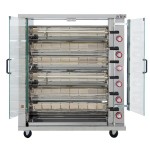Rôtissoire professionnel à poulets gaz, 7 broches/ 42 poulets, sur roues