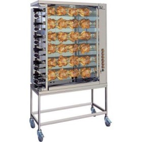 Rôtissoire ROTISOL à poulets gaz, 6 broches/ 36 poulets, sur roues