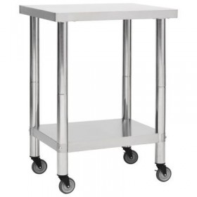 TABLE INOX SUR ROULETTES -800 (L) x 600 (P) x 850 (H) mm
