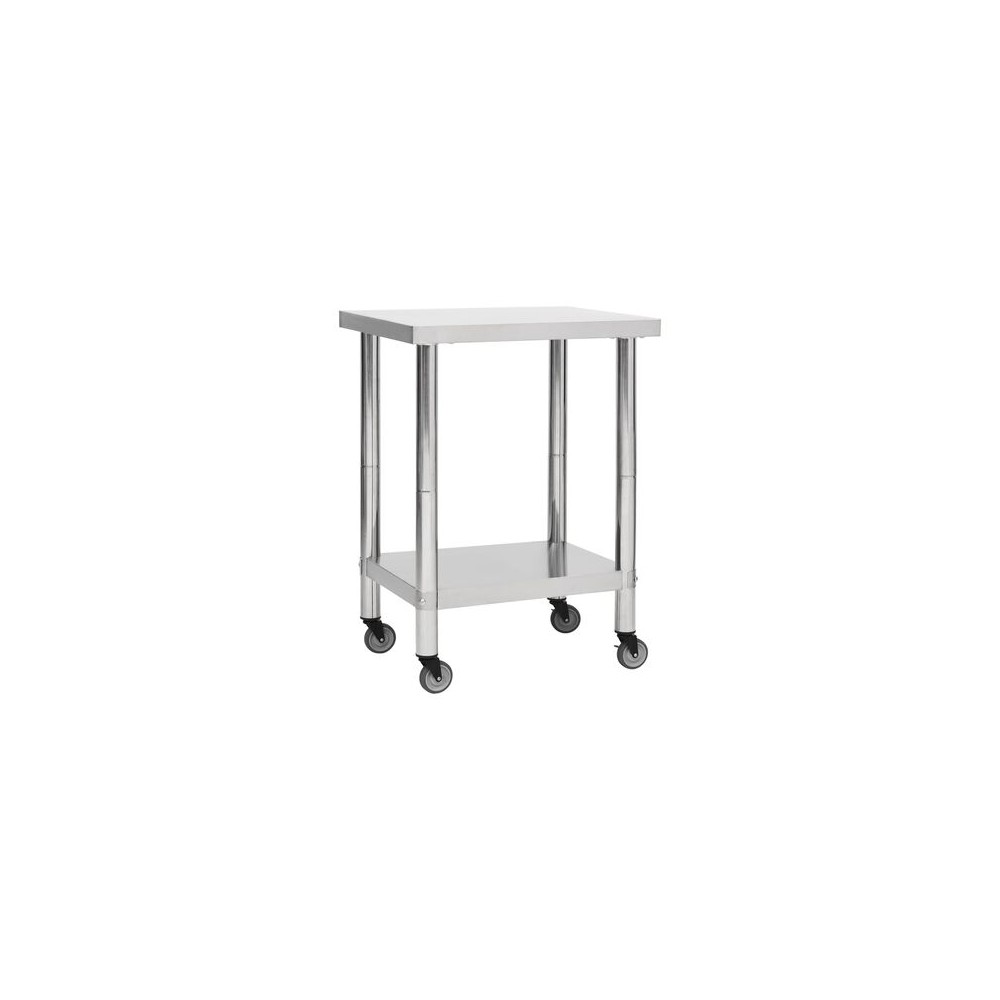 TABLE INOX SUR ROULETTES -800 (L) x 600 (P) x 850 (H) mm TABLE INOX SUR ROULETTES -800 (L) x 600 (P) x 850 (H) mm
