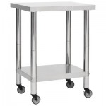 TABLE INOX SUR ROULETTES -800 (L) x 600 (P) x 850 (H) mm