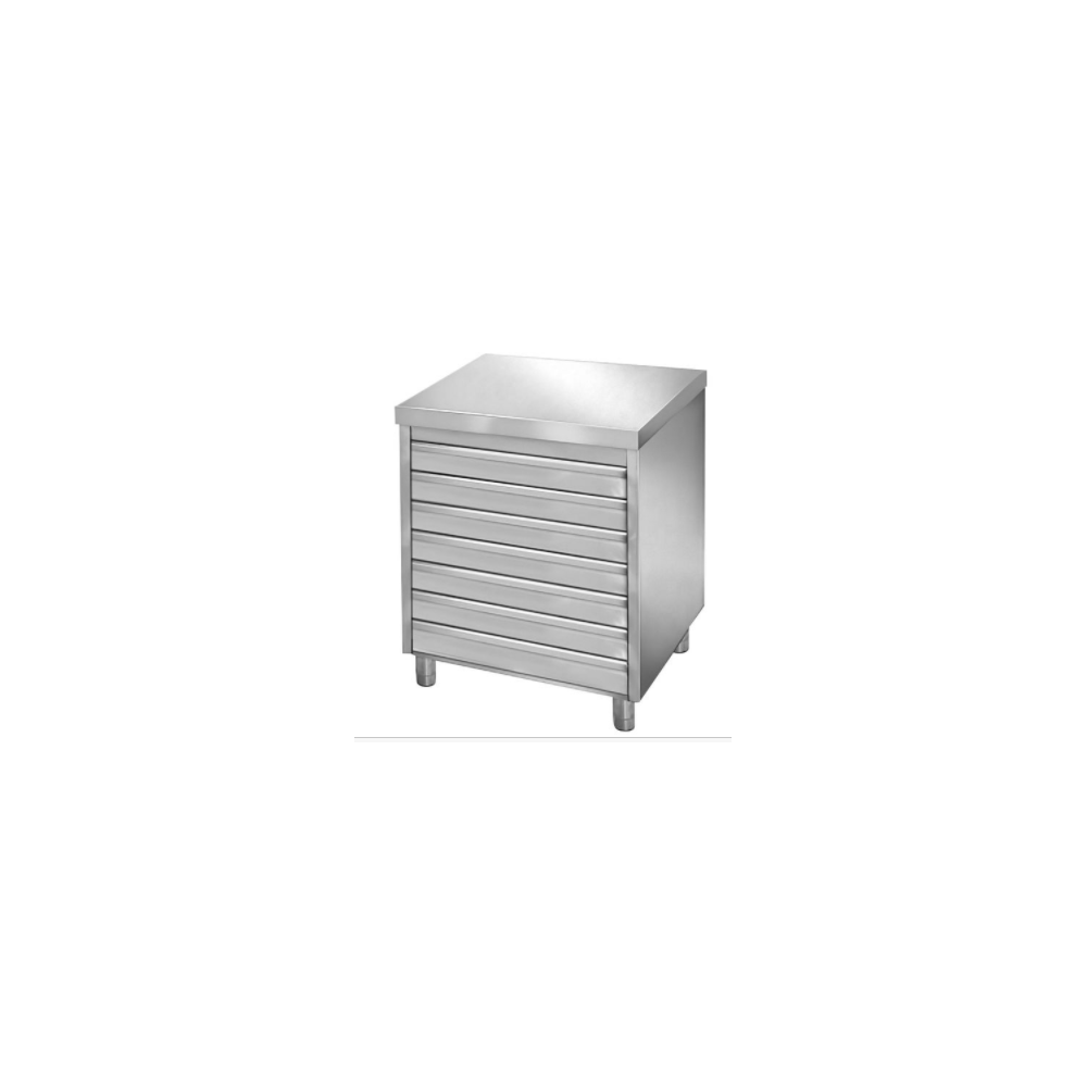 Meuble bas inox 7 tiroirs 700x500x850 Meuble bas inox 7 tiroirs 700x500x850