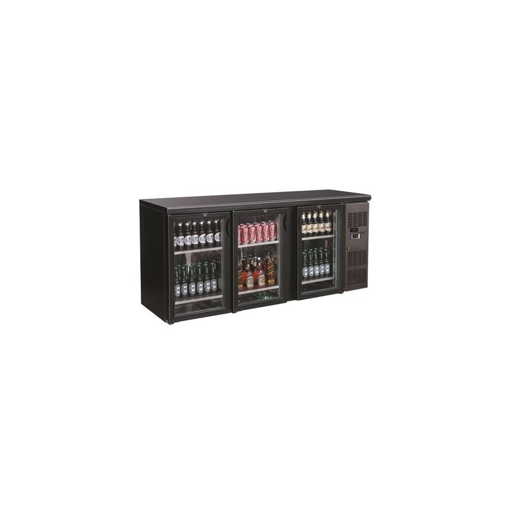 Arrière de bar réfrigéré - 3 portes - 335 L - contenance 335 L soit 429 canettes de 330 ml, 3 portes battantes Arrière de bar réfrigéré - 3 portes - 335 L - contenance 335 L soit 429 canettes de 330 ml, 3 portes battantes