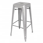 Tabourets hauts en acier galvanisé - Gris argenté - lot de 4