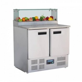 Meuble pizza - Paiement 4X - 2 portes - 5 x GN 1/6 vitrés - Classe N