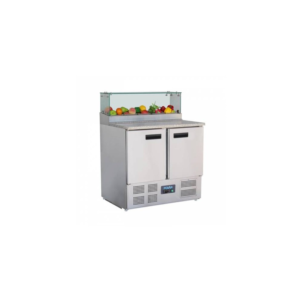 Meuble pizza - Paiement 4X - 2 portes - 5 x GN 1/6 vitrés - Classe N