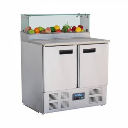 Meuble pizza - Paiement 4X - 2 portes - 5 x GN 1/6 vitrés - Classe N