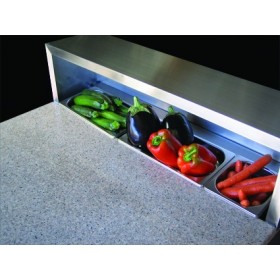 Meuble à pizza - Garantie 2 ans - Paiement 4X - 3 portes + roulettes - 7 x GN 1/6 - Classe N