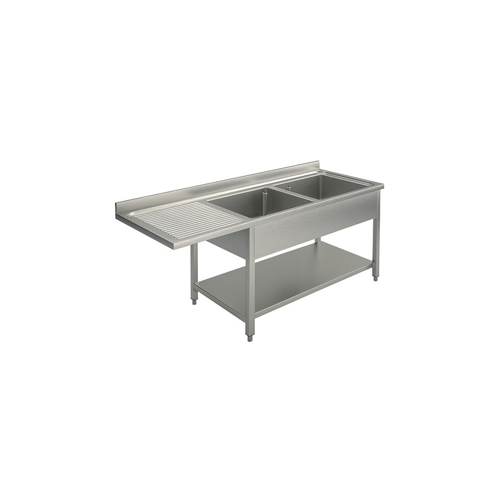 Plonge inox - AISI 304 - 1600 (L) x 700 (P) x 850 (H) mm Plonge inox - AISI 304 - 1600 (L) x 700 (P) x 850 (H) mm