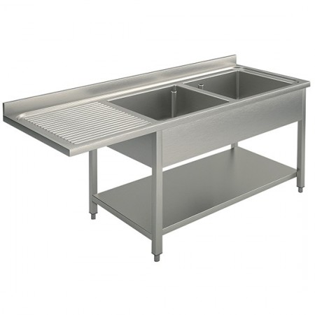 Plonge inox - AISI 304 - 1600 (L) x 700 (P) x 850 (H) mm