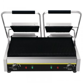 Grill Panini professionnel double acier nervure viande 