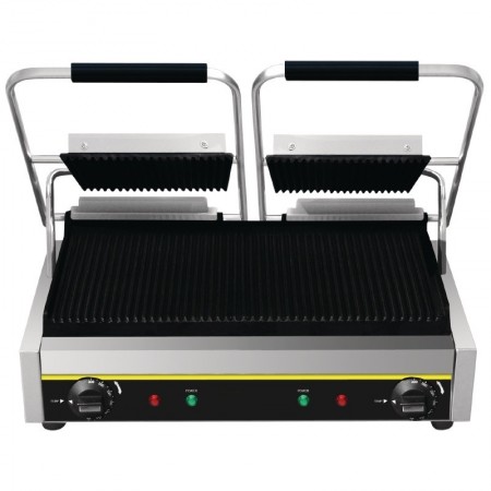Grill Panini professionnel double acier nervure viande 