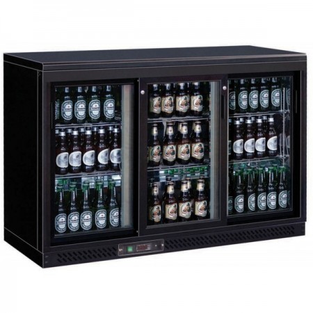 Arrière-bar réfrigéré - 3 portes vitrées coulissantes - 335 litres - Garantie 2 ans - Classe N