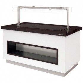 Meuble vitroceramique avec reserve chaude de restaurant self service
