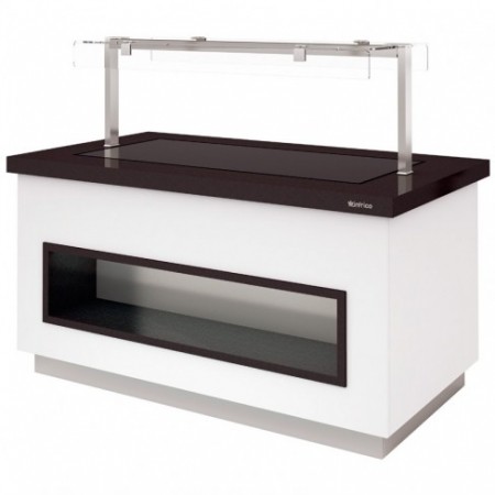 Meuble vitroceramique avec reserve chaude de restaurant self service
