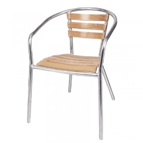 Fauteuils empilables en aluminium et frene