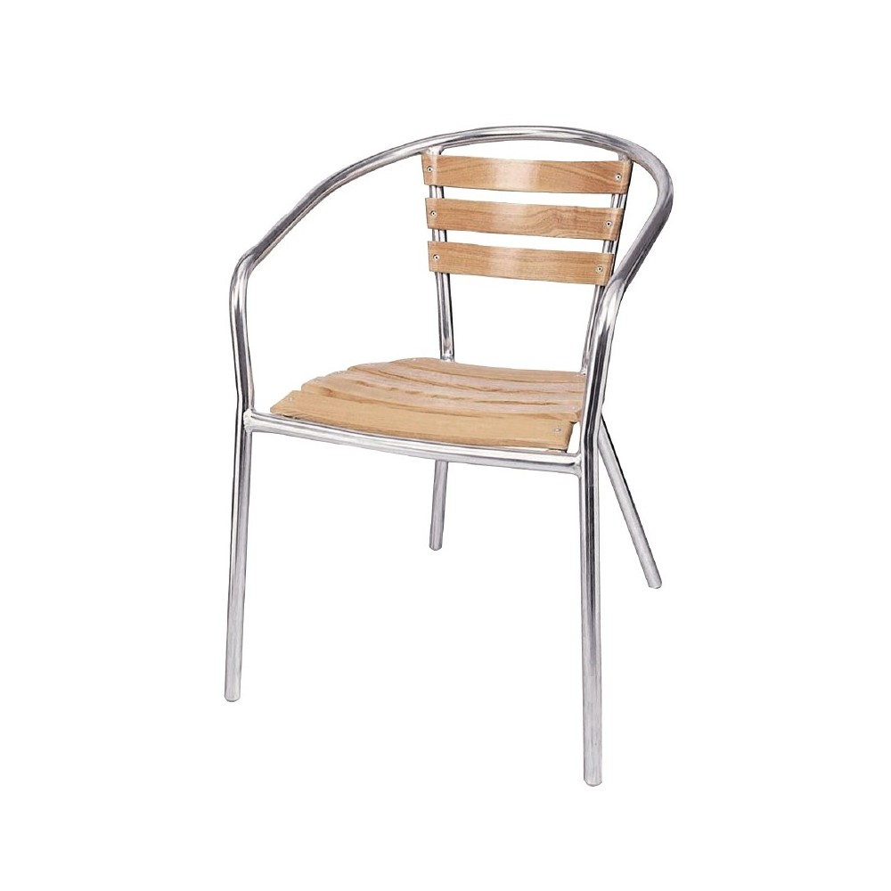 Fauteuils empilables en aluminium et frene Fauteuils empilables en aluminium et frene