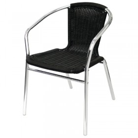 Fauteuils empilables en aluminium et rotin noir