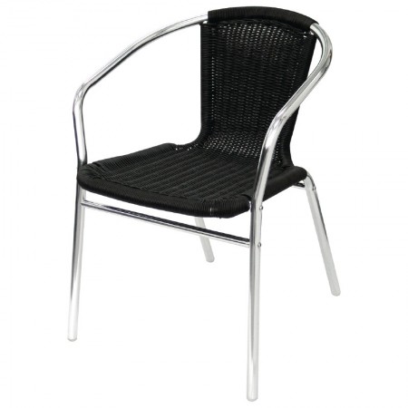 Fauteuils empilables en aluminium et rotin noir