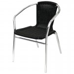 Fauteuils empilables en aluminium et rotin noir