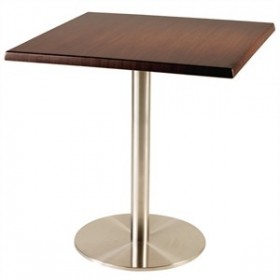 Table de restaurant avec base ronde en fonte avec plateau carré