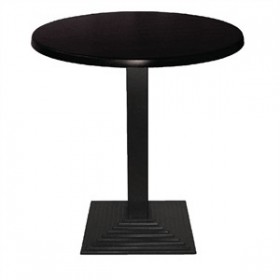Table ronde de restaurant avec base carré en acier inoxidable
