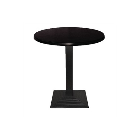 Table ronde de restaurant avec base carré en acier inoxidable