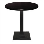 Table ronde de restaurant avec base carré en acier inoxidable