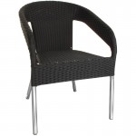 Chaises en rotin café  avec accoudoirs