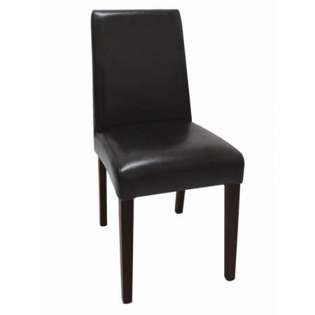 Chaises en simili cuir noir foncé