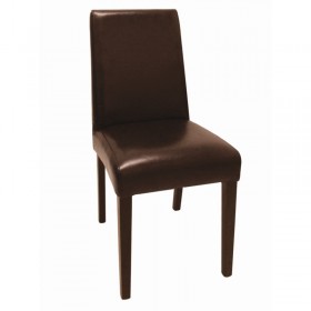 Chaises en simili cuir marron foncé