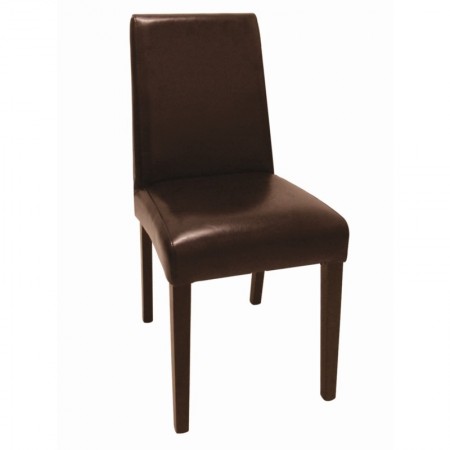 Chaises en simili cuir marron foncé