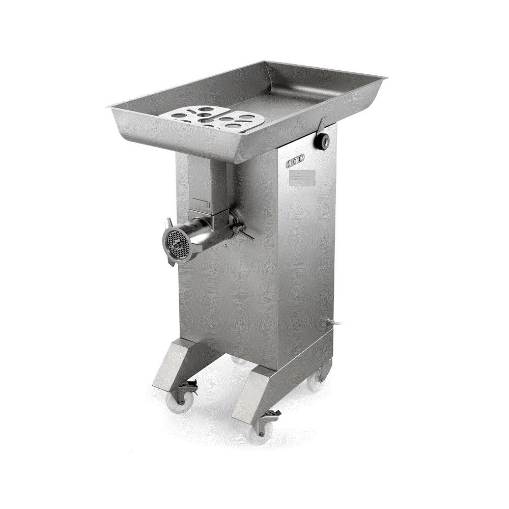 Hachoir en inox N° 42, Ø 8 mm, 700 kg/h, piètement sur roues Hachoir en inox N° 42, Ø 8 mm, 700 kg/h, piètement sur roues