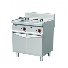 Friteuse monobloc à gaz  2*14 litres sur socle