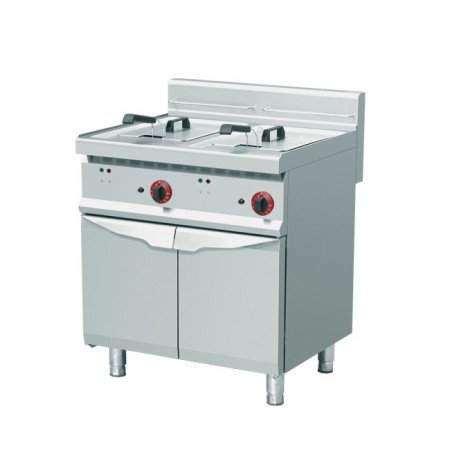 Friteuse monobloc à gaz  2*14 litres sur socle
