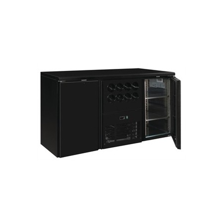 Arrière-bar réfrigéré - 2 portes battantes et rafraîchisseur à vin 8 bouteilles  - 380 litres - Garantie 2 ans - Classe N