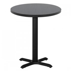 Table ronde de restaurant avec base carré en acier inoxidable
