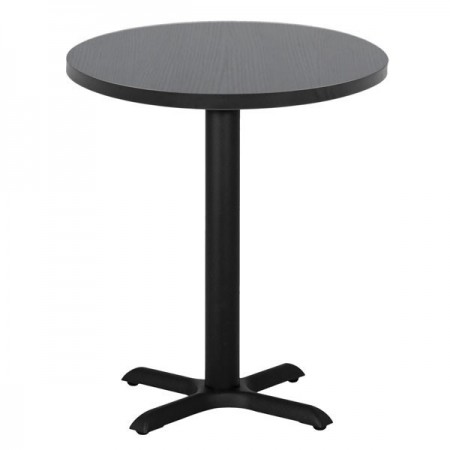 Table ronde de restaurant avec base carré en acier inoxidable