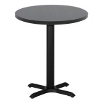 Table ronde de restaurant avec base carré en acier inoxidable