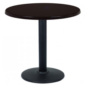 Table ronde de restaurant avec base carré en acier inoxidable