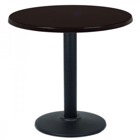 Table ronde de restaurant avec base carré en acier inoxidable