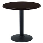 Table ronde de restaurant avec base carré en acier inoxidable