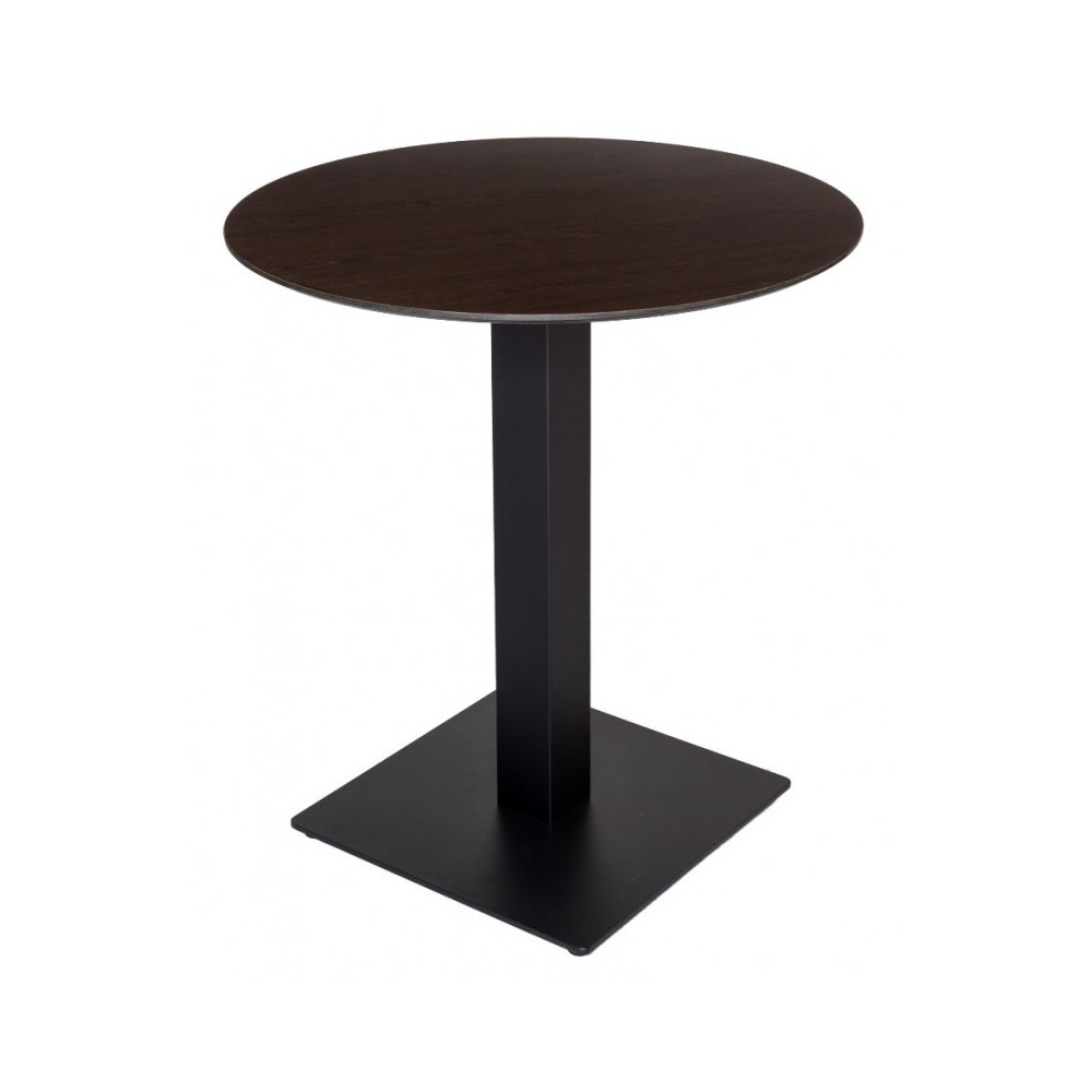 Table de restaurant avec base ronde en fonte avec plateau carré Table de restaurant avec base ronde en fonte avec plateau carré