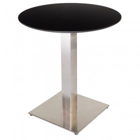 Table de restaurant avec base ronde en fonte avec plateau carré