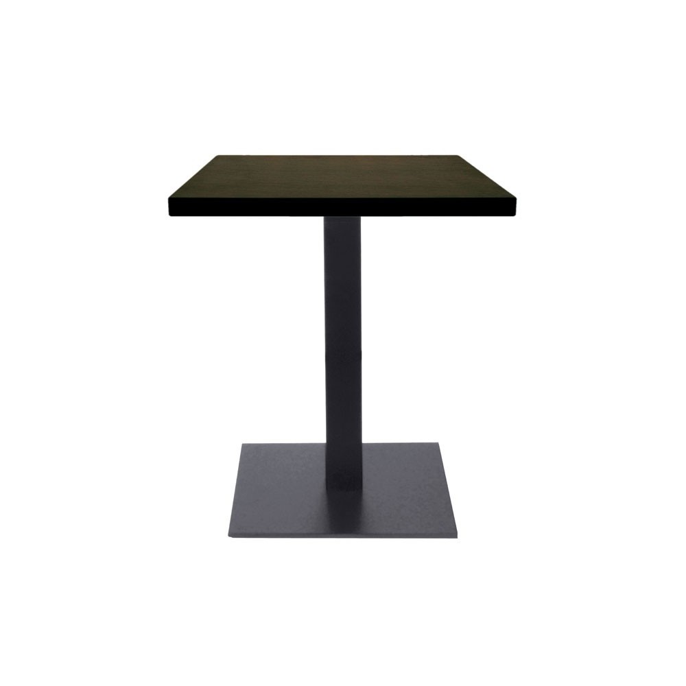 Table de restaurant avec base ronde en fonte avec plateau carré Table de restaurant avec base ronde en fonte avec plateau carré